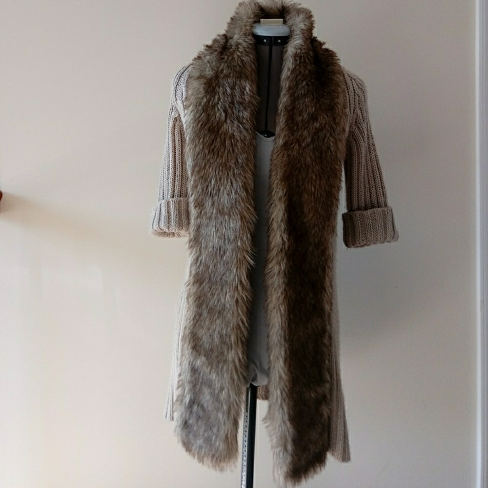Faux Fur Wool & Alpaca Cardigan